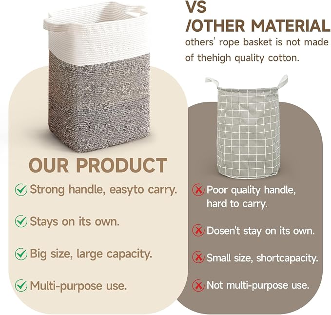 CLHMILY&Z 75L Laundry Hamper Rectangular Cotton Rope Basket - Image 6