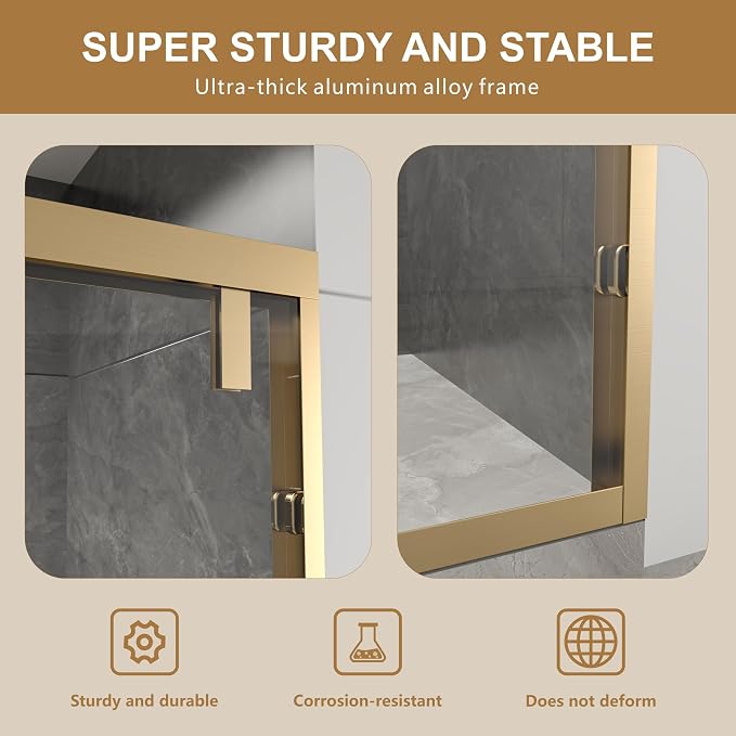 RFN 50-54" W x 76" H Framed Bypass Double Sliding Shower Door, 1/4" - Image 5