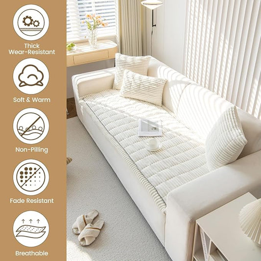 OTOB Couch Cover for Dogs Washable, Non Slip Plush Fuzzy Sofa Covers for 3 - Image 2
