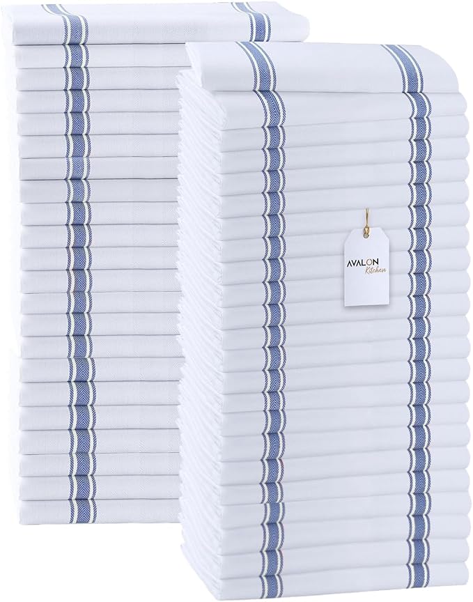 Dish Towels Set Size 15x25 Inch, 100% Cotton Soft & Absorbent Linen Kitchen by Avalon+Kitchen