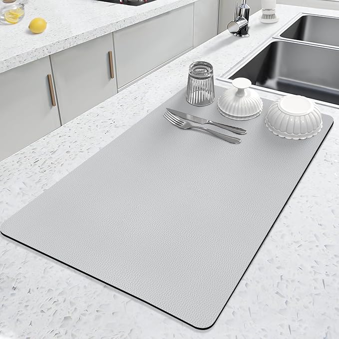 LOPNUR Kitchen Dish Drying Mat, Super Absorbent Dish Drying Pad, Diatomite by LOPNUR