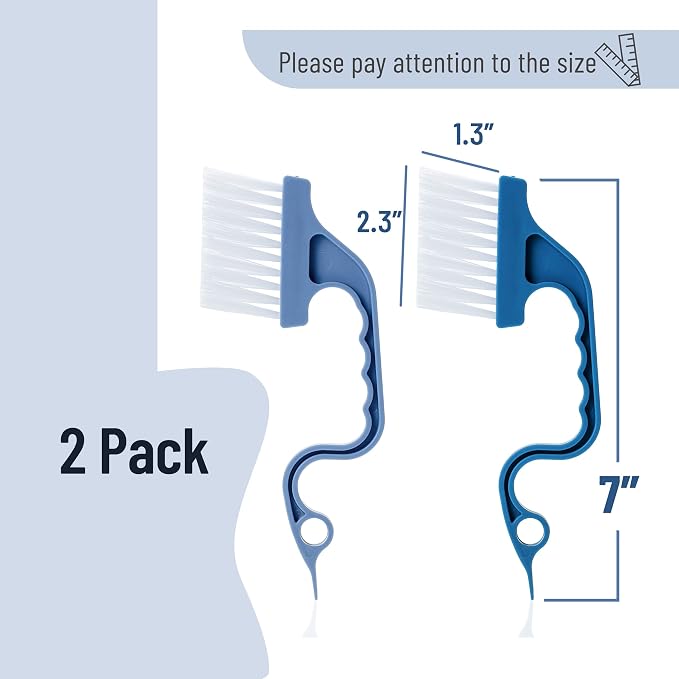 Slick- Window Track Cleaning Brush, 2 Pack, Built-in Scraper, Window Track - Image 2