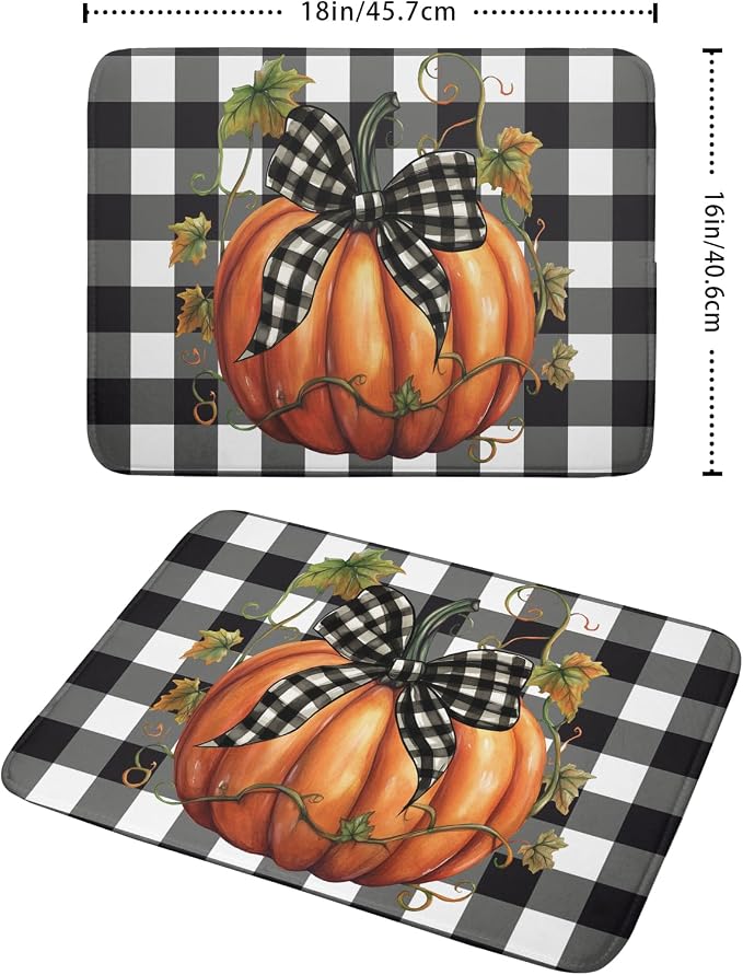 Autumn Pumpkin Drying Mats for Kitchen Counter 16×18 Inch Maple Leaves Dish - Image 3
