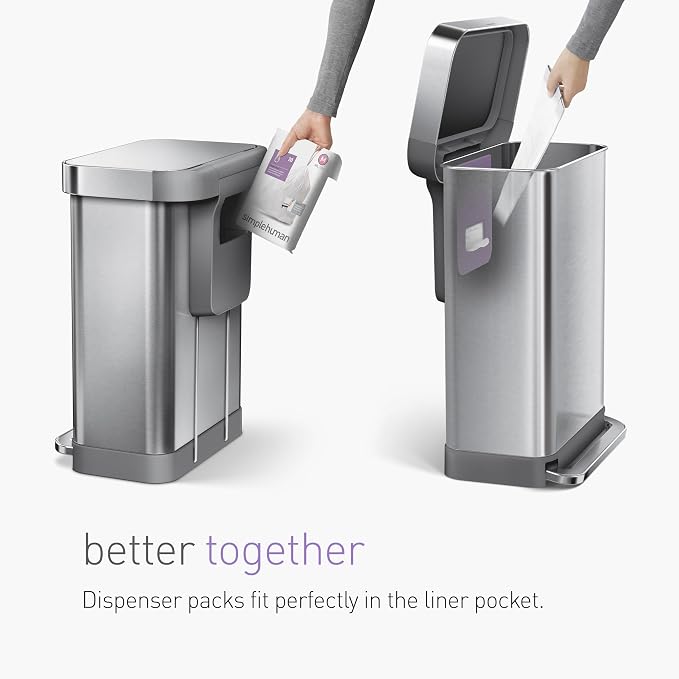 simplehuman Code H 100 Count, Dispenser Pack Custom Fit Liners, Drawstring - Image 6
