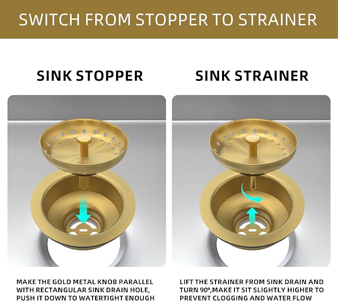 Kitchen Sink Drain Gold Sink Drain Strainer - Image 4