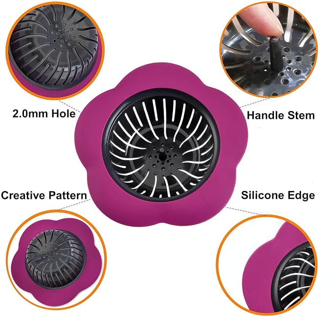 Kitchen Sink Strainer, Large Wide Rim 4.5" Diameter Sink Drain Strainer - Image 2