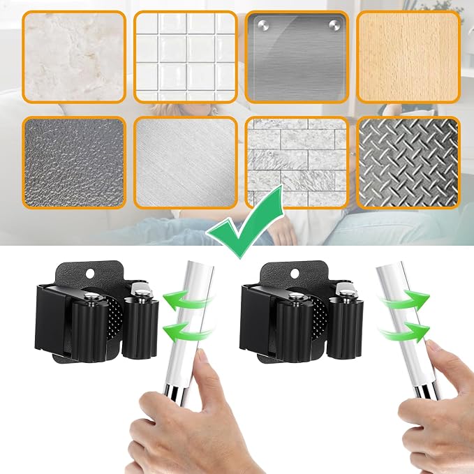 24 Pack Broom and Mop Holder Wall Mount, Hanging Clamp Clip Hanger Utility Rack - Image 6
