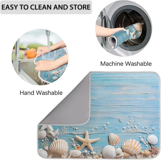 Dish Drying Mat for Kitchen Absorbent Drying Mat Reversible Kitchen Drying Pad - Image 4
