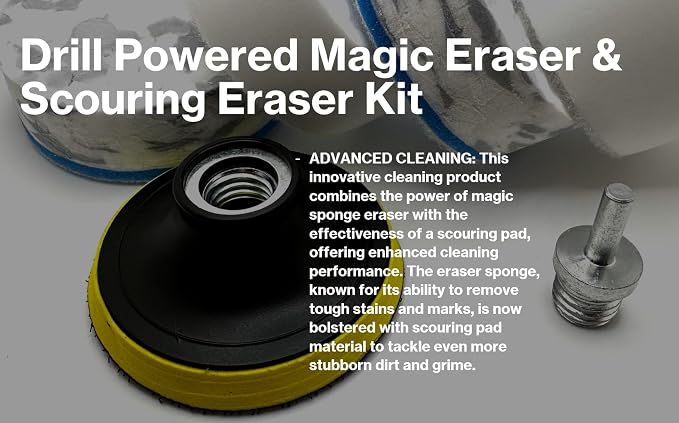 4.5" Drill Powered Magic Sponge Eraser & Scouring Pad 6 Pieces Kit - Image 4