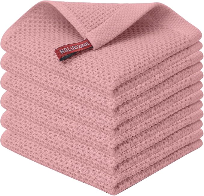 Kitinjoy 100% Cotton Kitchen Dish Cloths, 6 Pack Waffle Weave Ultra Soft by Kitinjoy