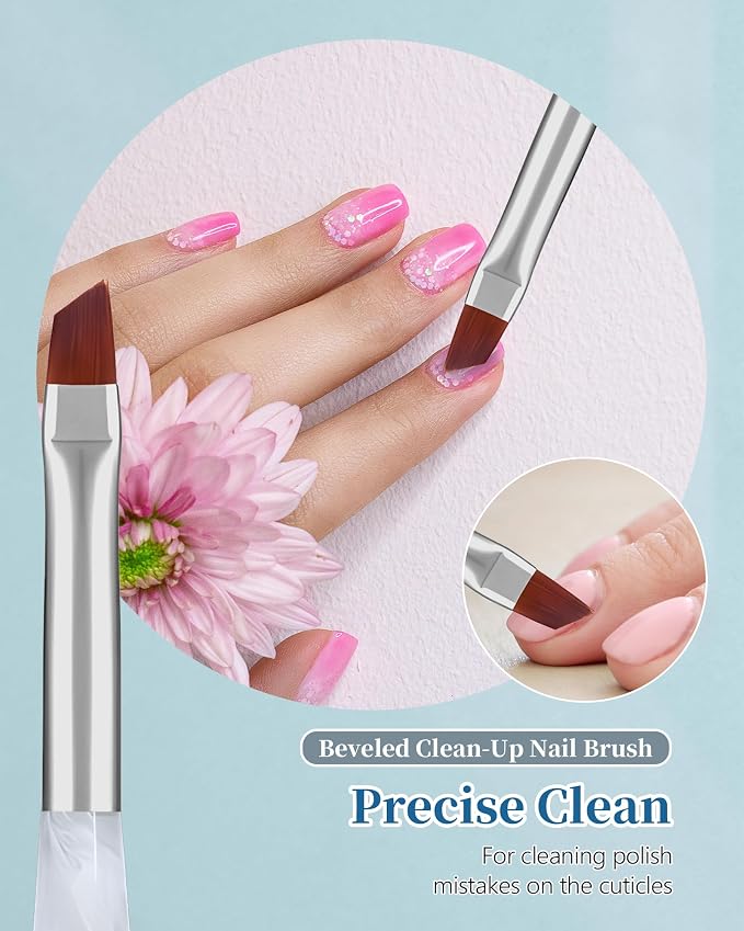3PCS Nail Polish Clean Up Brush, Round&Falt&Angled Acetone Resistant Nail Brush - Image 5