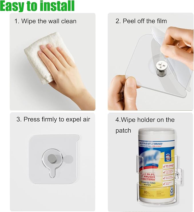 Wall-Mounted Wipes Holder for Cleaning Wipes, Acrylic Wipe Container Holder - Image 3