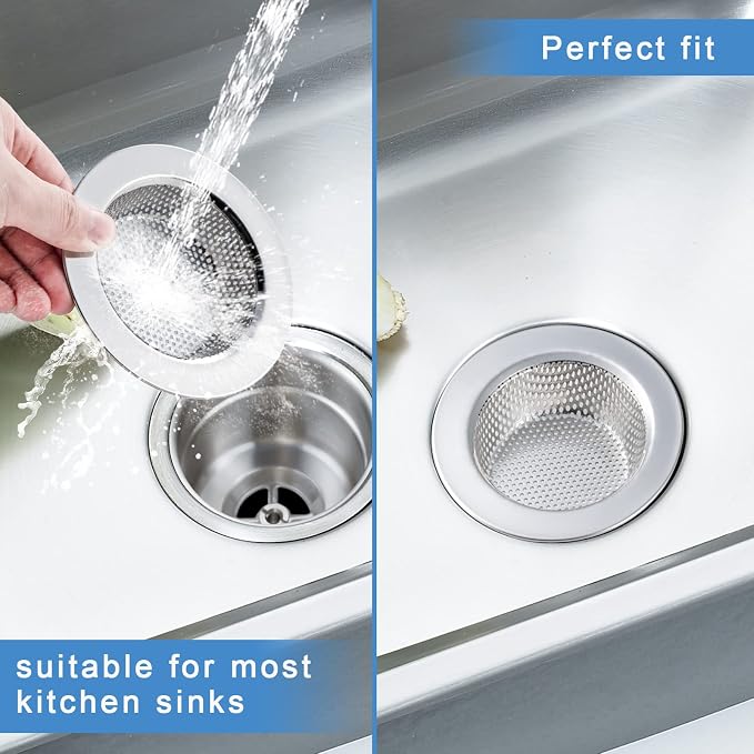 3 Pcs Sink Strainer for Most Kitchen Sink Drain Basket, Upgraded Double-Layer - Image 7