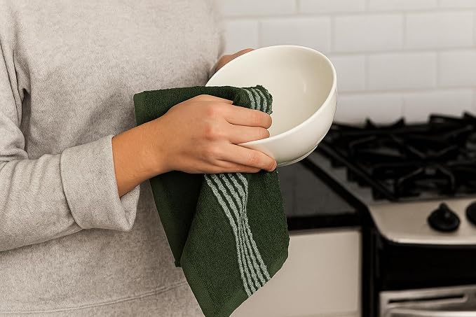Serafina Home Dark Forest Green Kitchen Hand Dish Towels: Oversized 18" x 28" - Image 4