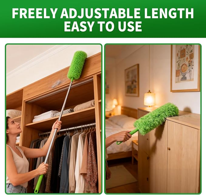 Cobweb Duster with Extension Pole, Washable Cleaning Duster Kit with 3 Duster - Image 6