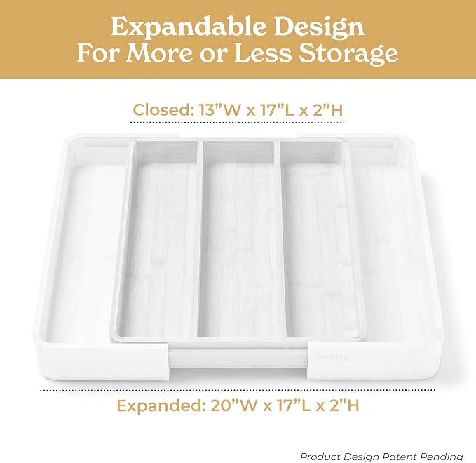 SMIRLY Silverware Drawer Organizer – Bamboo Kitchen Drawer Organizer, - Image 3