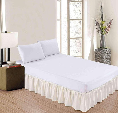 SlumberWell Full Bed Skirt with Split Corners, Soft Microfiber, 24 Inch Drop, Ivory Solid, Elegant Ruffled Design