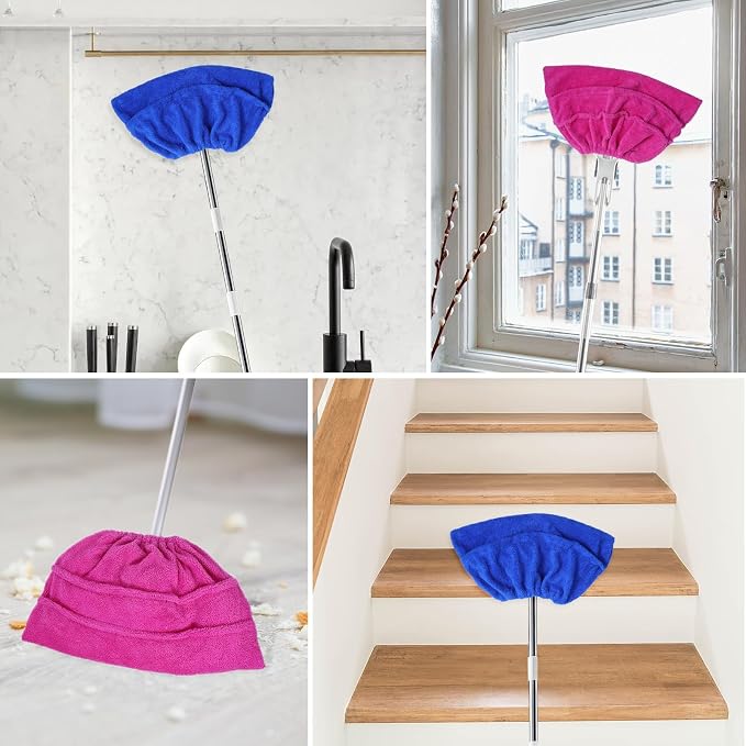 2 Pack Broom Pads to Baseboard Cleaning Tool, Reusable Microfiber Sweep Broom - Image 4