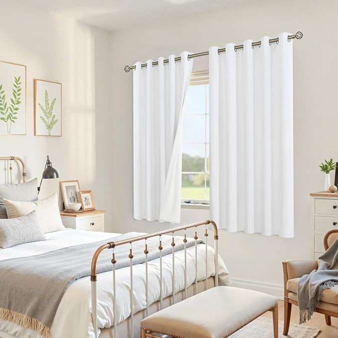 YoungsTex White Linen Blackout Curtains - Image 4