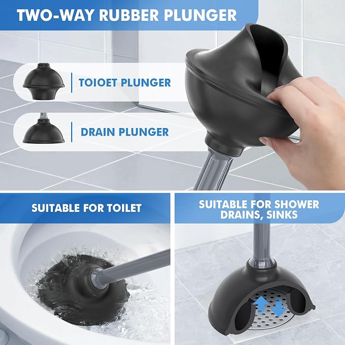 Toilet Plunger and Brush with Holder, Bowl Brush and Heavy Duty Toilet Plunger - Image 3