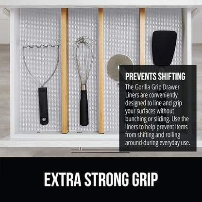 GORILLA GRIP powerGRIP Drawer Shelf and Cabinet Liner, Thick Strong Hold, Non-Adhesive Liners Protect Kitchen Cabinets and Cupboard, Bathroom Drawers, Easy Install, Breathable Mat, 24" x30' Light Gray