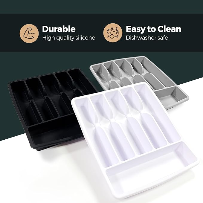Silicone Silverware Drawer Organizer – Non-Slip Utensil Holder - Image 5