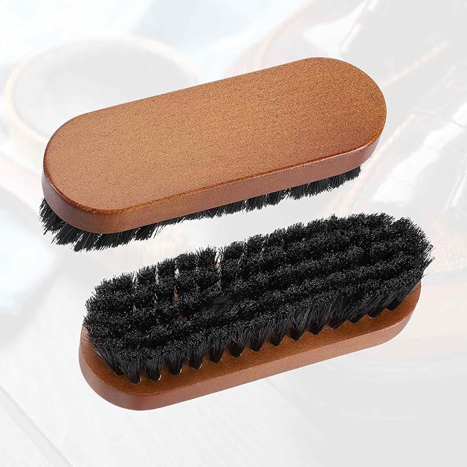HARFINGTON Shoe Cleaning Brush 5"x2" Beech Wood Horsehair Boot Polish Brushes - Image 3