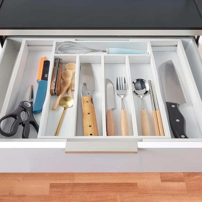 2-Piece Expandable Bamboo Kitchen Drawer Organizer - Image 4