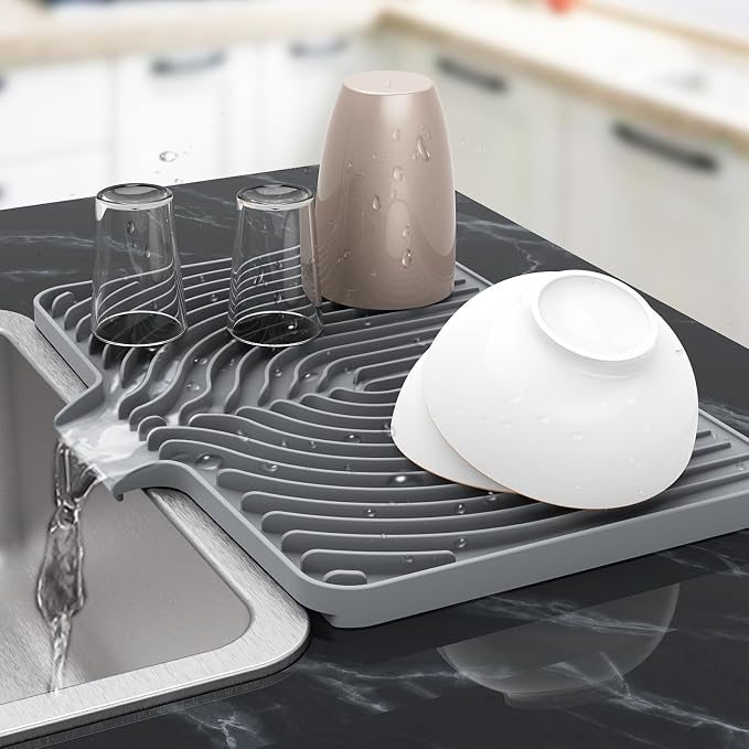 Silicone Drying Mat for Kitchen Counter, Dish Drying Rack Matt by JOOKKI