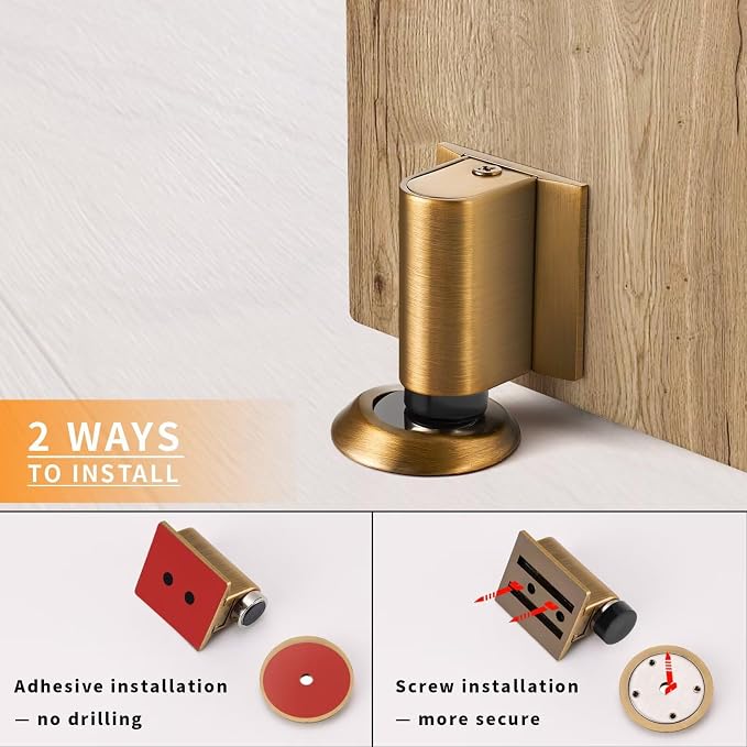 Bak Bo Magnetic Door Stoppers 2 Pack Bottom of Door Holder Keep Door Open No - Image 4