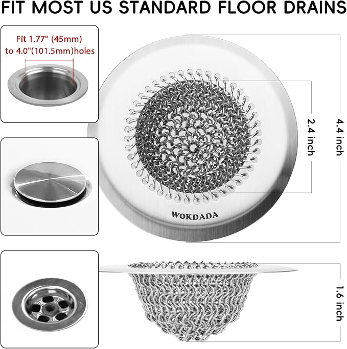 Bathtub Drain Hair Catcher, Fast Drainage Shower Drain Hair Catcher, Reversible - Image 4