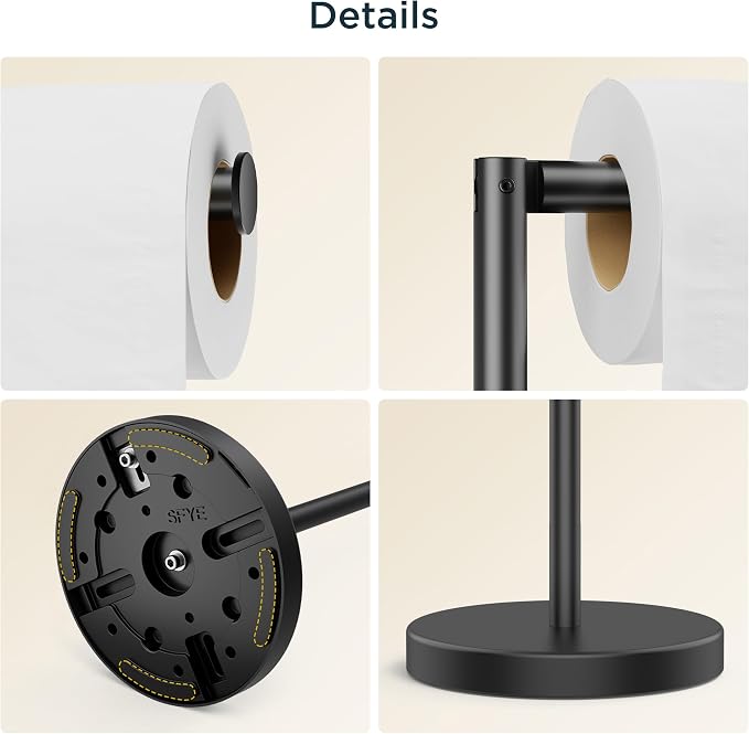 FORIOUS Toilet Paper Holder Stand, Modern Freestanding Tissue Roll Holder - Image 5