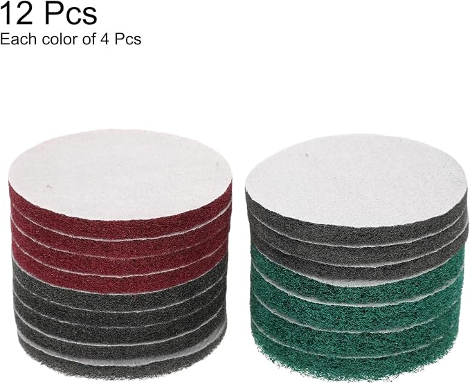 HARFINGTON 4pcs Scrubber Scouring Pads 180 400 800 1200 Grits 5 Inch Drill - Image 3
