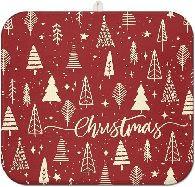 Christmas Kitchen Countertop Dish Drying Mat, Washable Absorbent Countertop by Unknown