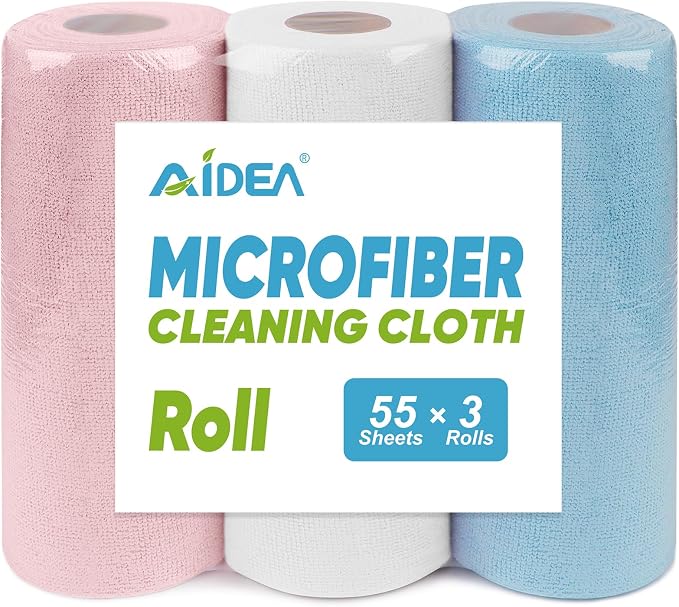 AIDEA Microfiber Cleaning Cloth Roll 165 Sheets, Tear Away Microfiber Towels by AIDEAHOME