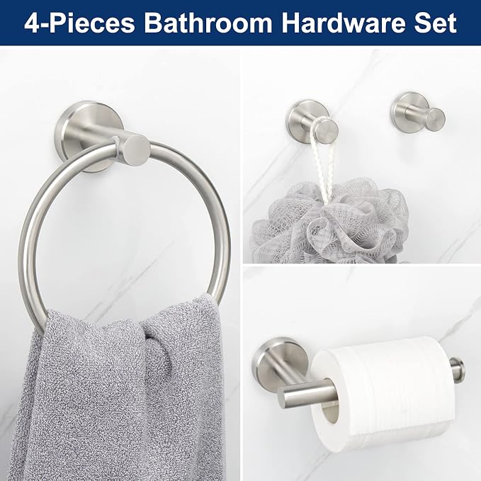 NearMoon 4 Pieces Bath Hardware Set, Include Hand Towel Ring, Toilet Paper - Image 5