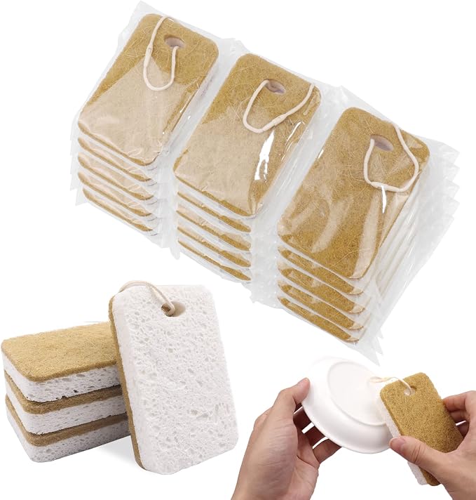 Natural Sponge, Sponges Individually Wrapped, Non Scratch Kitchen Cleaning by Terdey