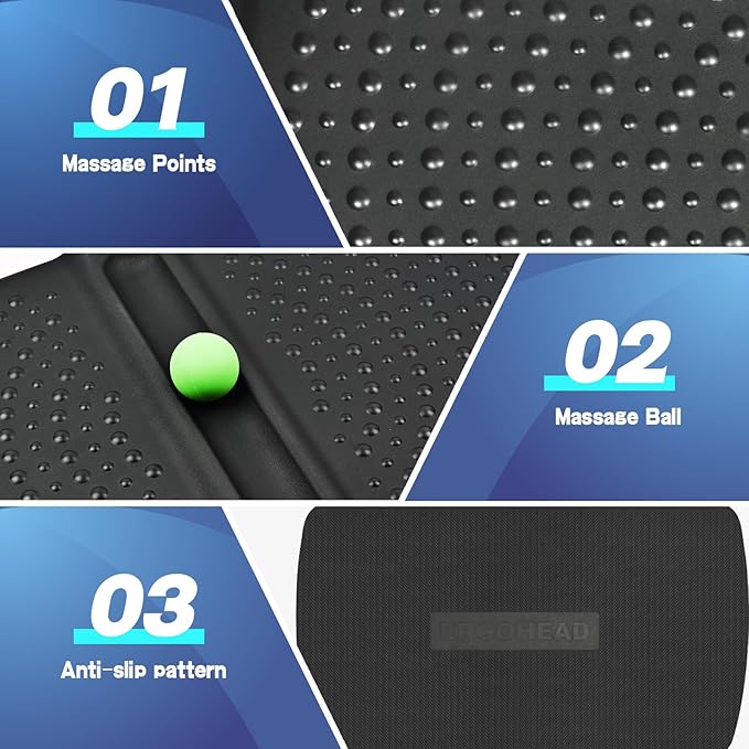 1 inch Thick Anti Fatigue Kitchen Mat Standing Mat with Massage Ball, Non Slip Standing Desk Mat with Massage Point, Multi-Purpose Comfort Floor Mat for Feet, Office, Home (Black, 17" x 28")