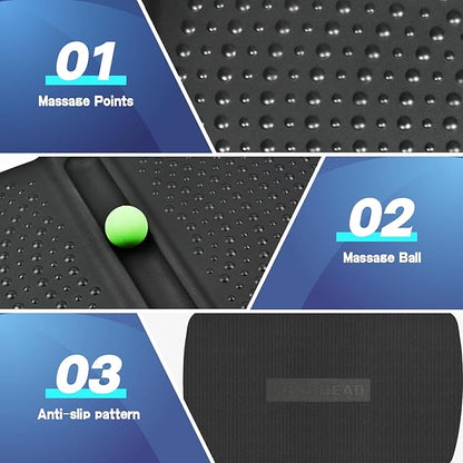1 inch Thick Anti Fatigue Kitchen Mat Standing Mat with Massage Ball, Non Slip Standing Desk Mat with Massage Point, Multi-Purpose Comfort Floor Mat for Feet, Office, Home (Black, 17" x 28")