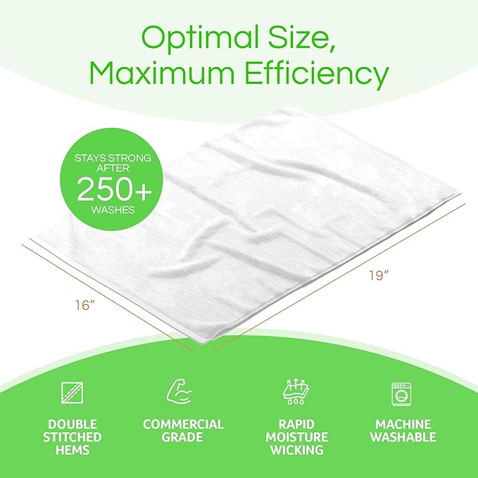Towels N More 24 Pack 16x19 Bar Mop Towels White Absorbent Cotton Kitchen Towels - Image 3