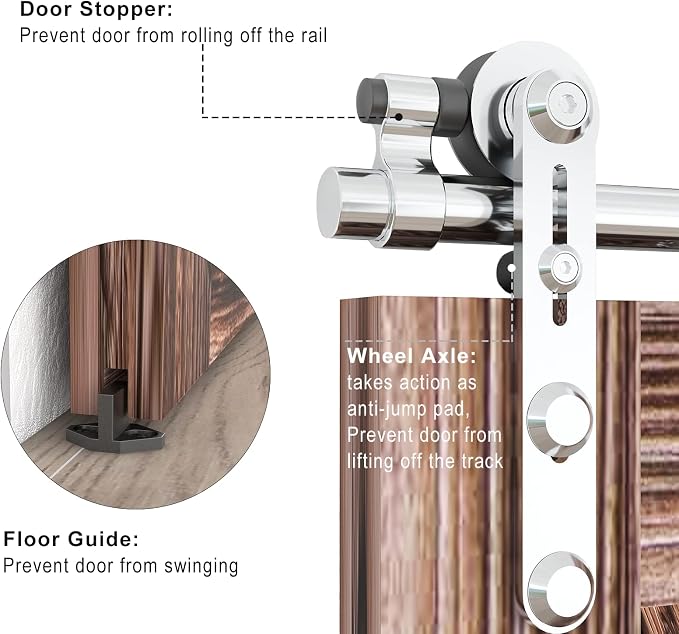TSMST 12FT Sliding Barn Door Hardware Kit, Stainless Steel Heavy Duty Sturdy - Image 3