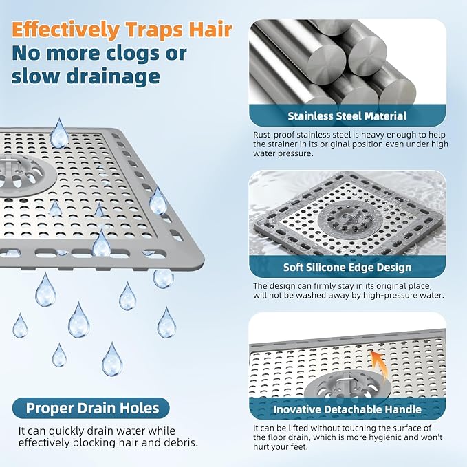 Hibbent Upgraded Shower Drain Hair Catcher, Shower Drain Cover - Image 2