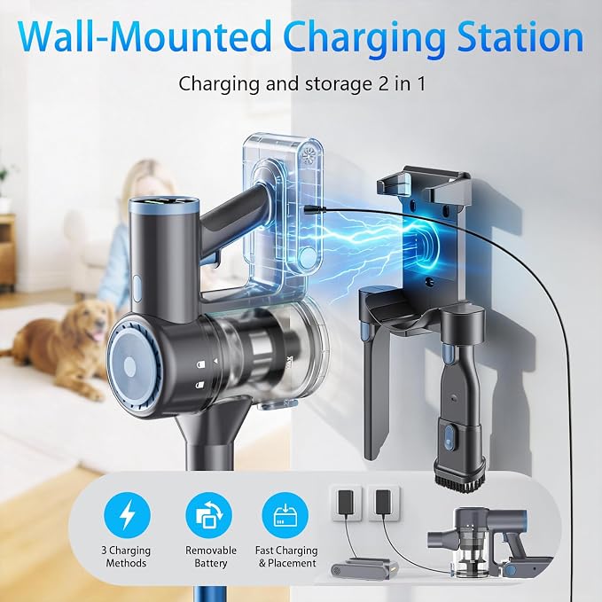 BlueEpic Cordless Vacuum Cleaner, 45KPA 45Mins Rechargeable Vacuum Cordless - Image 7