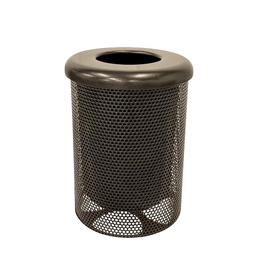 COATEDOUTDOORFURNITURE RFT-P-TXTBRW Heavy Duty Round Trash Receptacle by CoatedOutdoorFurniture