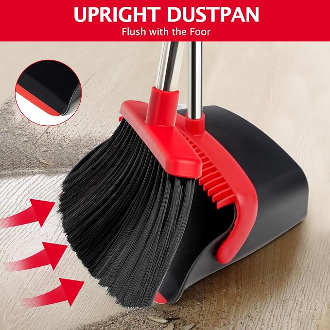 Broom and Dustpan Set with Long Handle, Heavy Dust Broom and Dustpan Combo - Image 5
