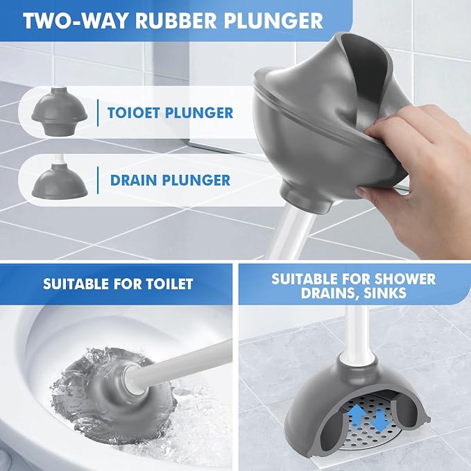 Toilet Plunger and Brush with Holder, Bowl Brush and Heavy Duty Toilet Plunger - Image 3