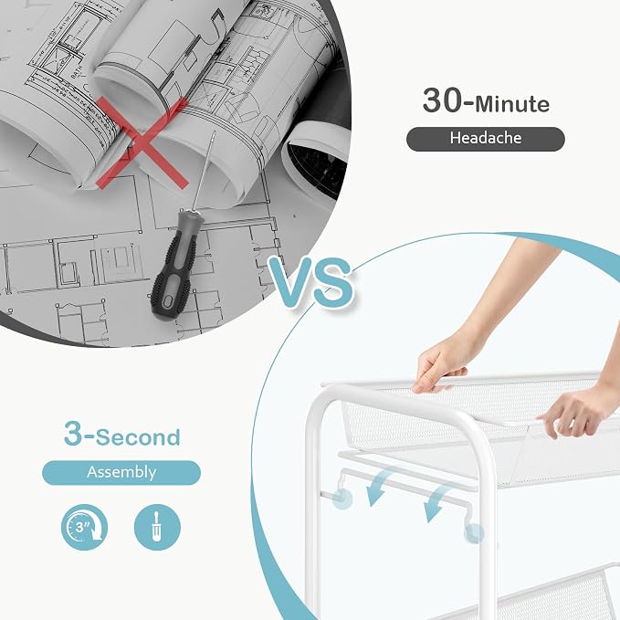 TOOLF 4-Tier Rolling Cart, Metal Utility Cart - Image 4