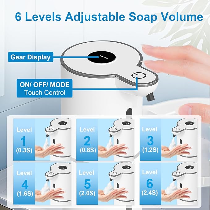 2 Pack Automatic Foaming Soap Dispenser Touchless, USB Rechargeable Smart Hand - Image 3