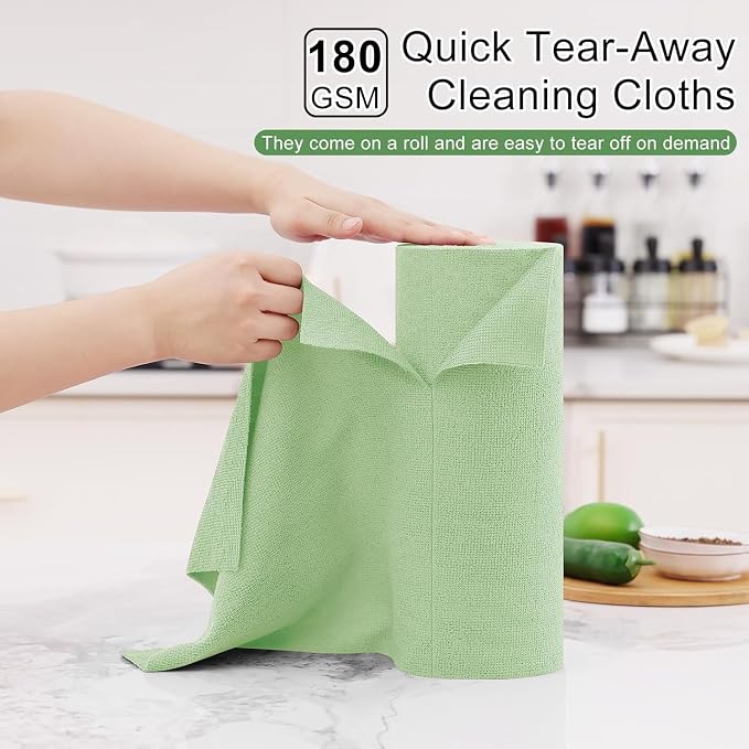 Homaxy Tear Away Dish Cloths Rolls, 40 Sheets-11.8" X 11.8", Reusable Washable - Image 2