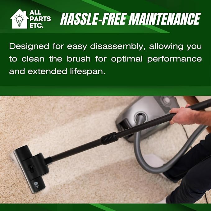 Vacuum Carpet Brush Nozzle Attachment, 1.25” Turbo Floor Brush Accessories - Image 5